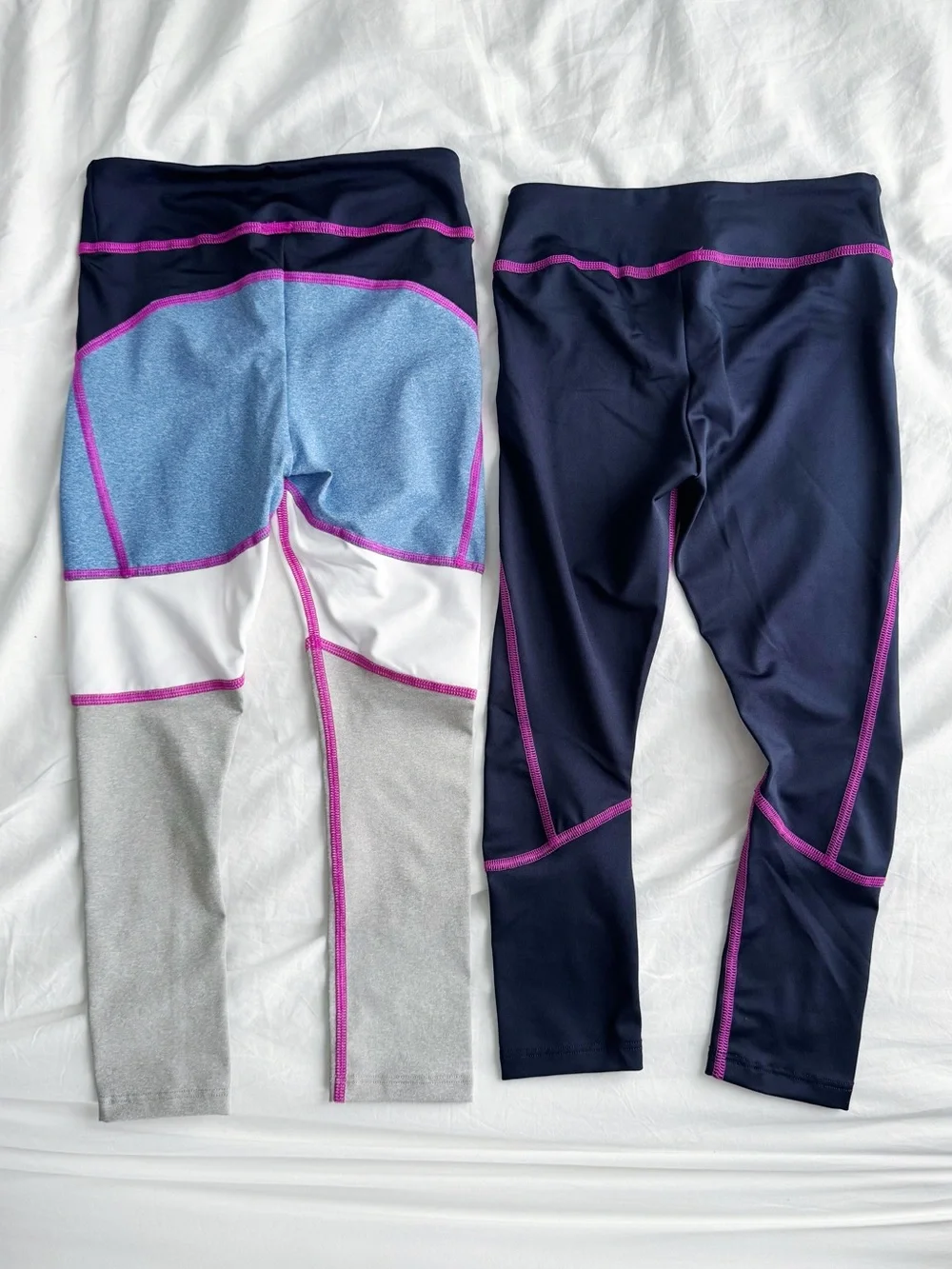 Crewcuts Girls Navy and Multi-Color Active Leggings Size 5 (set of 2)